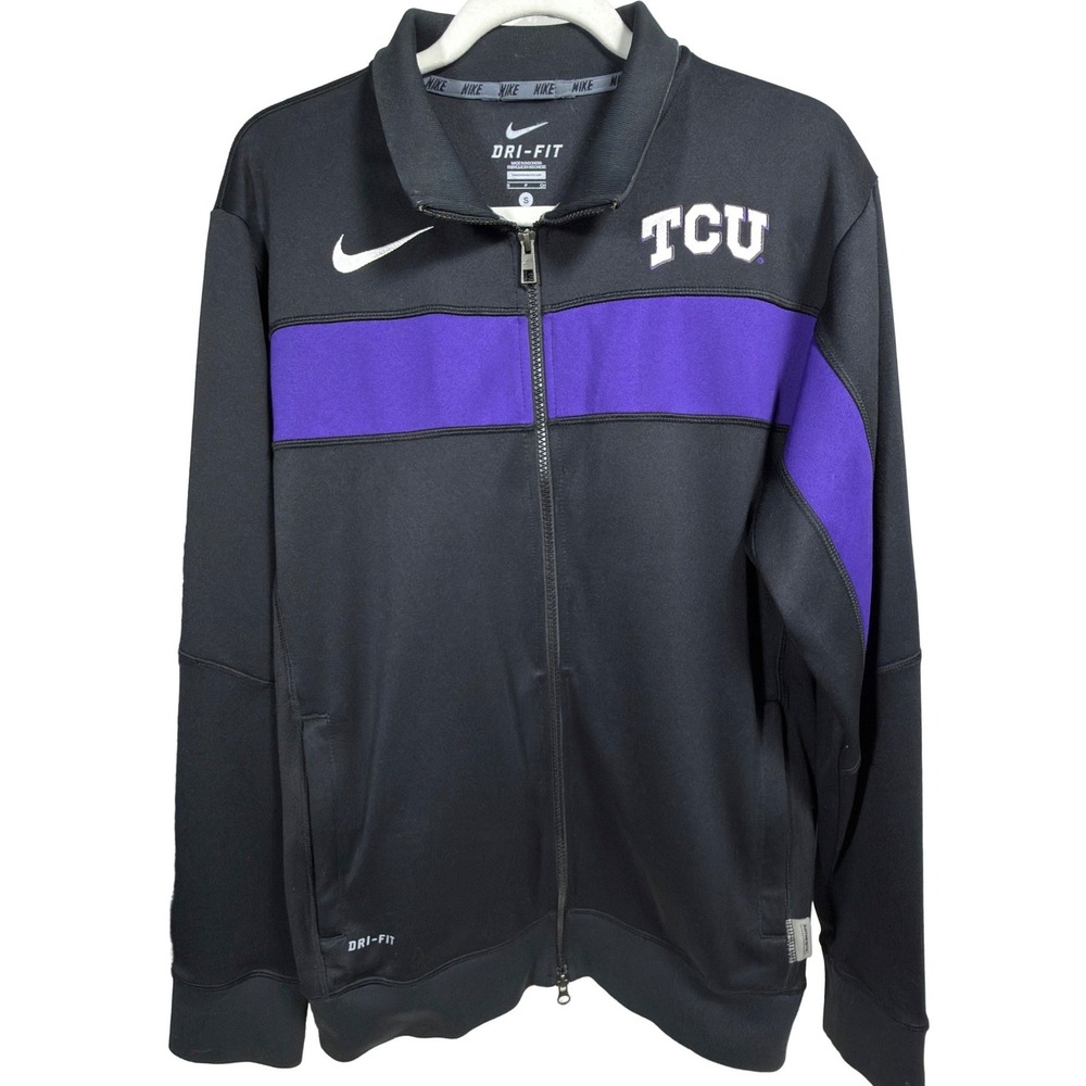 Nike TCU Horned Frogs Track Jacket Small Mens Dri-FIT Full Zip Black‎ Purple